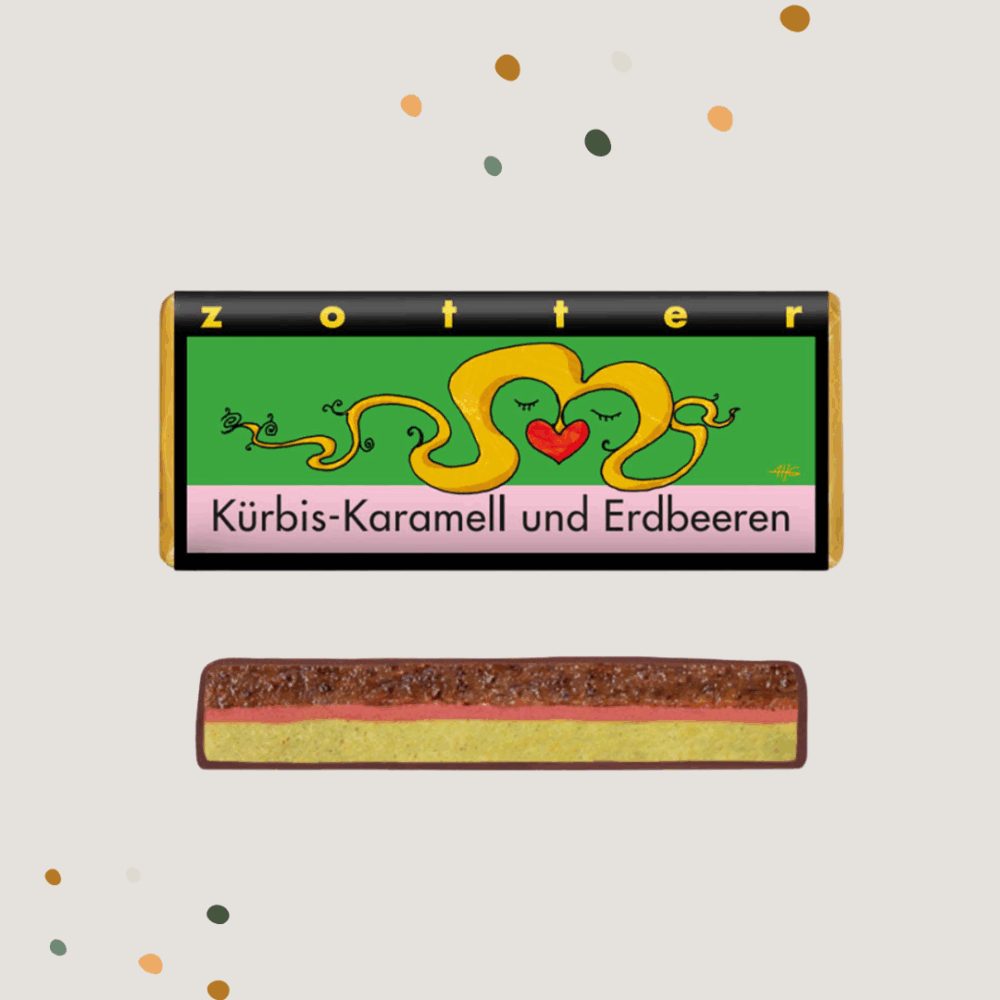 Zotter Schokolade – Kürbis-Karamell & Erdbeeren